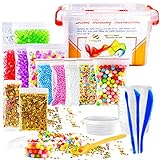OPount 29 Pack Making Kit Supplies for Slime Including Fishbowl Beads, Foam Balls, Foam Ball Storage Containers, Confetti, Fruit Slices and Instructions for Slime Making Arts Craft(Not Contain Slime)