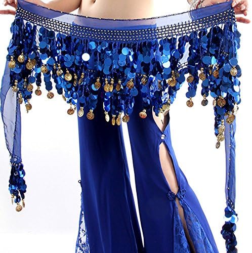 Reefa Belly Dance Hip Scarf Wrap Belt Skirt,Chiffion,Alloy Coins,Sequin