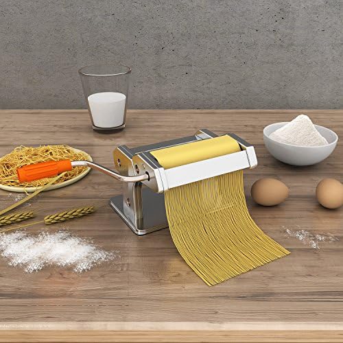 Noeler Pasta Crank Stainless Steel Pasta Roller Machine, Kitchenaid Pasta Cutters with 2 Blades Attachments