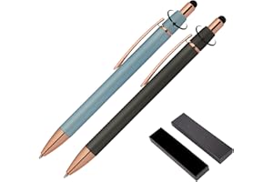 Fidget Pen for Adults - 2 Pack Stress Relief Pens with Gift Box - ADHD Anxiety - Metal with Rubber Grip - Focus for Office, W
