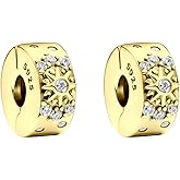 NUNUYAYA Charms Beads 925 Sterling Silver Gold Love Murano Glass Dangle Pendant with 5A Cubic fits for Charms Bracelets for Woman Girl Mother's Day Christmas Birthday Gift