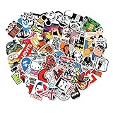 Cool Sticker 100pcs Random Music Film Vinyl Skateboard Guitar Travel Case Sticker Door Laptop Luggage Car Bike Bicycle Stickers (200pcs)