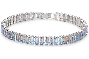 IVY TAILI Tennis Bracelets for Women Trendy 14K White Gold Plated Birthstone Tennis Bracelet Sparkly Cubic Zirconia Bracelet Diamond Bracelet Mothers Day Gifts Birthstone Jewelry for Women