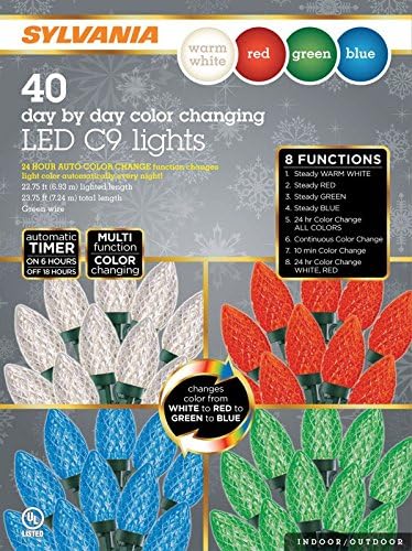 Sylvania V45032-71 C9 Color Change LED Light Set, 6', Green Wire