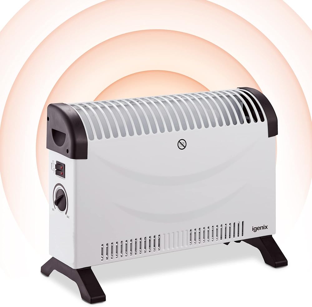 Igenix IG5200 2000W Portable Convector Heater Thermostat White Home Office