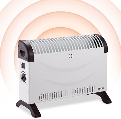 Igenix IG5200 2000W Portable Convector Heater Thermostat White Home Office