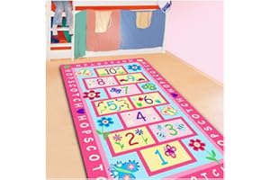 FADFAY Home Textile,Fashion Hopscotch Kids Carpet Bedroom,Sweet Pink Rug,Designer Figure Children's Rugs