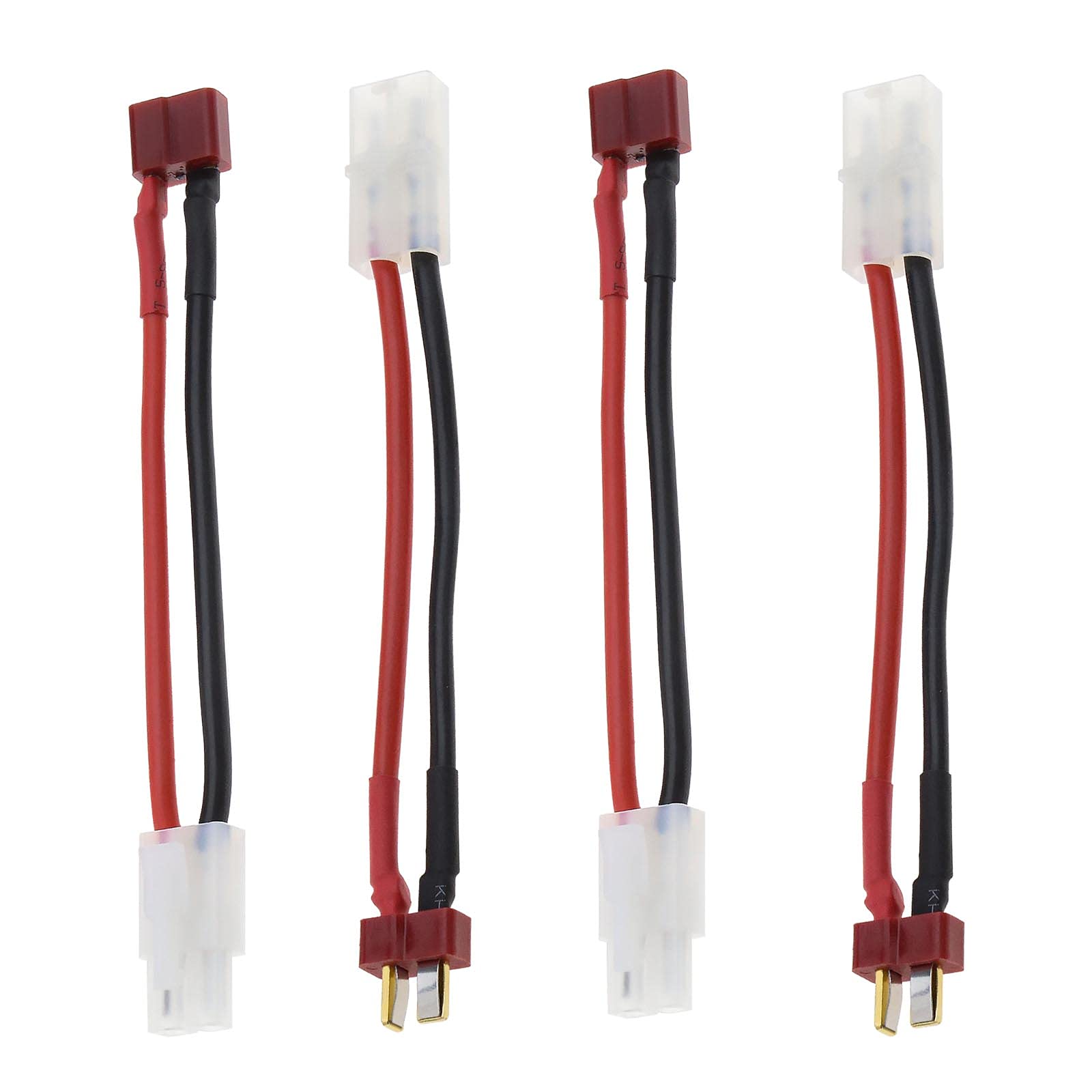 The Lord of the Tools 2 Pairs Deans Style T Male/Female Plug to Tamiya Female/Male Connector Adapter for RC Lipo Battery 14AWG Soft Silicone Cable