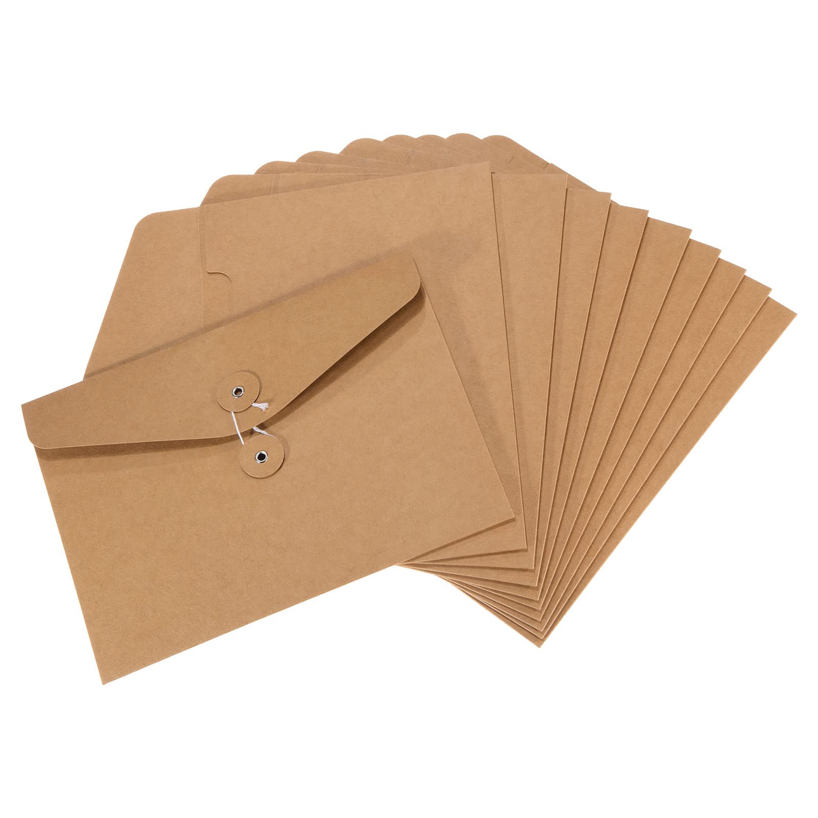 PATIKIL String Envelope File Folders 10 Pack A5 Size Document Letter Organizer Holder Filing Jacket for Office, Brown
