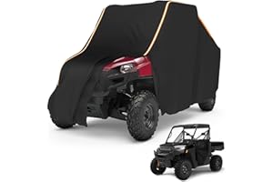 KEMIMOTO UTV Cover 2 Seater All-Weather Protection, Compatible with Polaris Ranger XP 1000/ Mule/Pioneer/Wolverine/CFMOTO UForce, Ranger Cover 2-3 Seater PU Oxford Cloth Windproof Medium Size