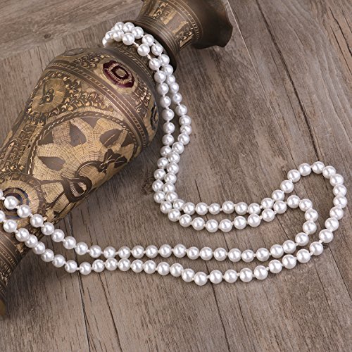 Tinksky Fake Pearls Necklace Tinksky Retro Pearls Long Necklace Chain for Party Favors Costume Necklace, Mother's Day gift for women girls