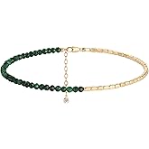 MYEARS Women Beaded Bracelet Gold Gemstone 14K Simple Dainty Handmade Chain Everyday Boho Beach Jewelry