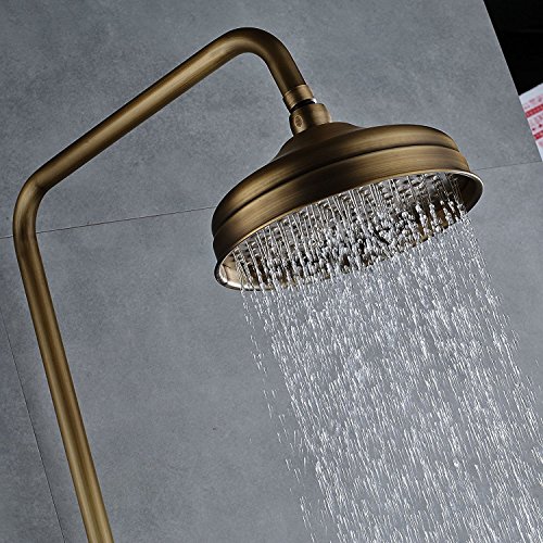 Senlesen Antique Brass Bathtub Mixer Faucet 8-inch Rainfall Shower Head + Handheld Sprayer - Thumbnail 3