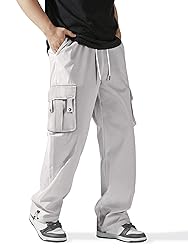 PLEPAN Mens Cargo Pants Drawstring Elastic Waist