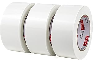 JIALAI HOME Duct Tape Heavy Duty - White Tape Duct 2 Inches x 30 Yards 3 Pack, 8.27 mil, Strong, Flexible, No Residue, All-Weather and Tear by Hand - for Repairs, Industrial, Professional Use