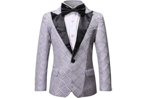 SWOTGdoby Boys Blazers Slim Fit Suit Jacket Formal Tuxedo Blazer Golden Shiny Dress Coat Ring Bearer Outfit for Party Prom