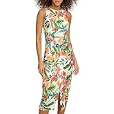 Siena Womens Sleeveless High Neck Wrap Midi Dress