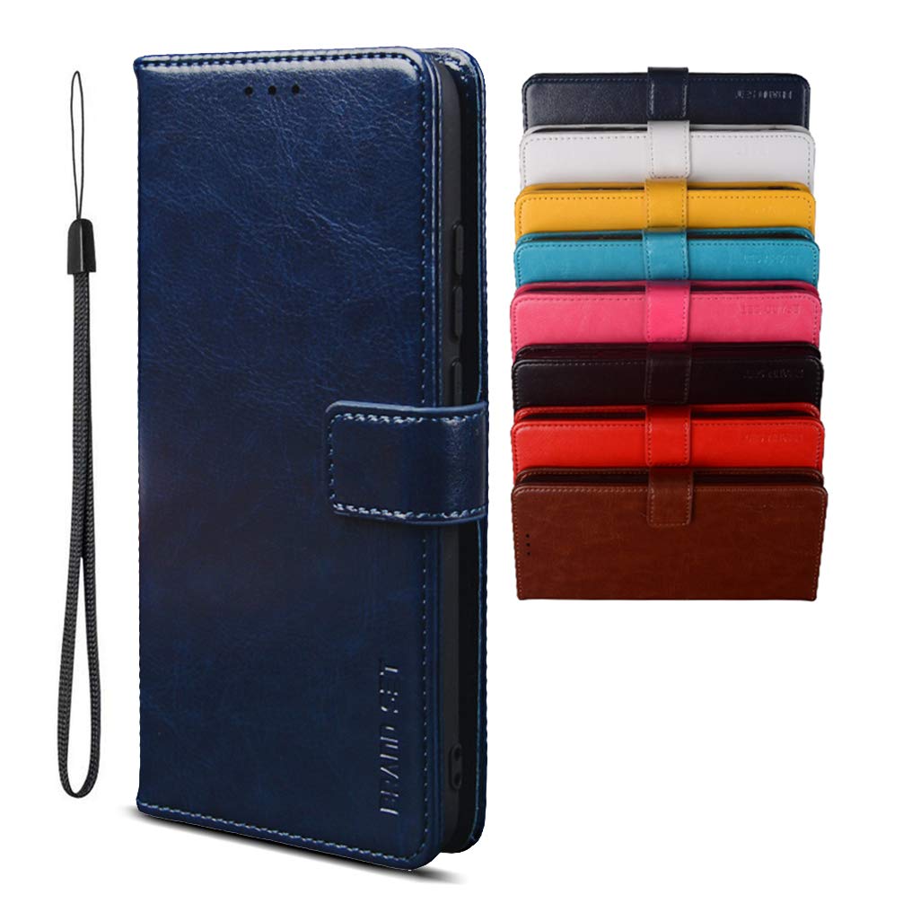 BRAND SET Case for OnePlus Nord N10 5G Case Wallet Style Faux Leather flip Case with Secure Magnetic Closure Lock and Bracket Function Suitable for OnePlus Nord N10 5G(Dark blue)