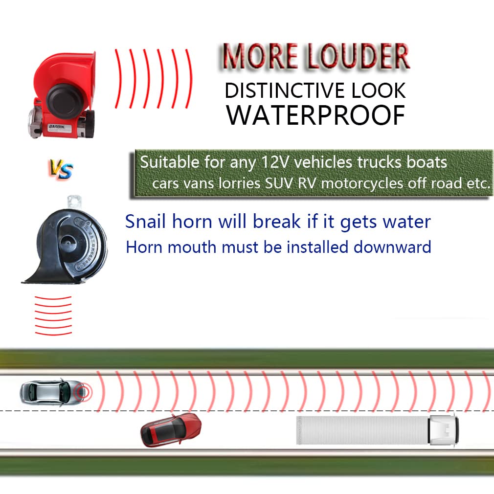 Train Horn for Truck, 12v 150db Loud Car Horns With Wiring Harness, Snail Air Horn With Compressor Electric for Motorcycle Train Car Pickup