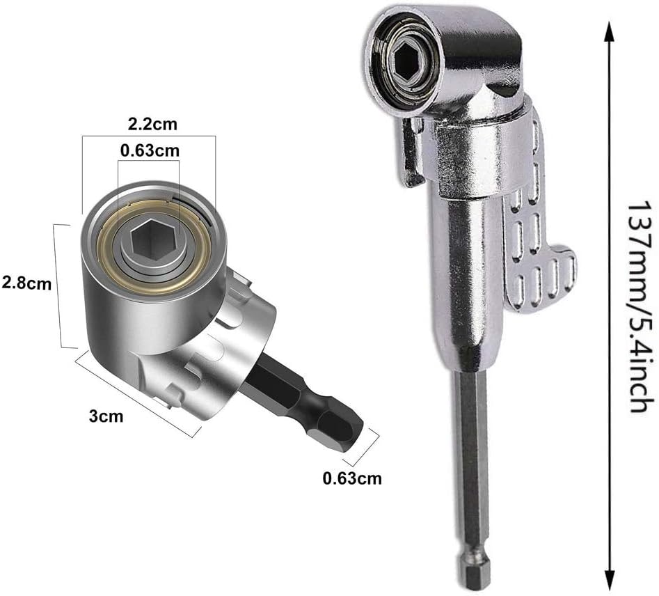 KAILEE 105 Degree Right Angle Drill Adapter Hex Shank Screwdriver Angled Bit Holder Power Drill Tool and Flexible Angle Extension Bit Kit for Drill Screwdriver Tight Corner Workspace - Image 3