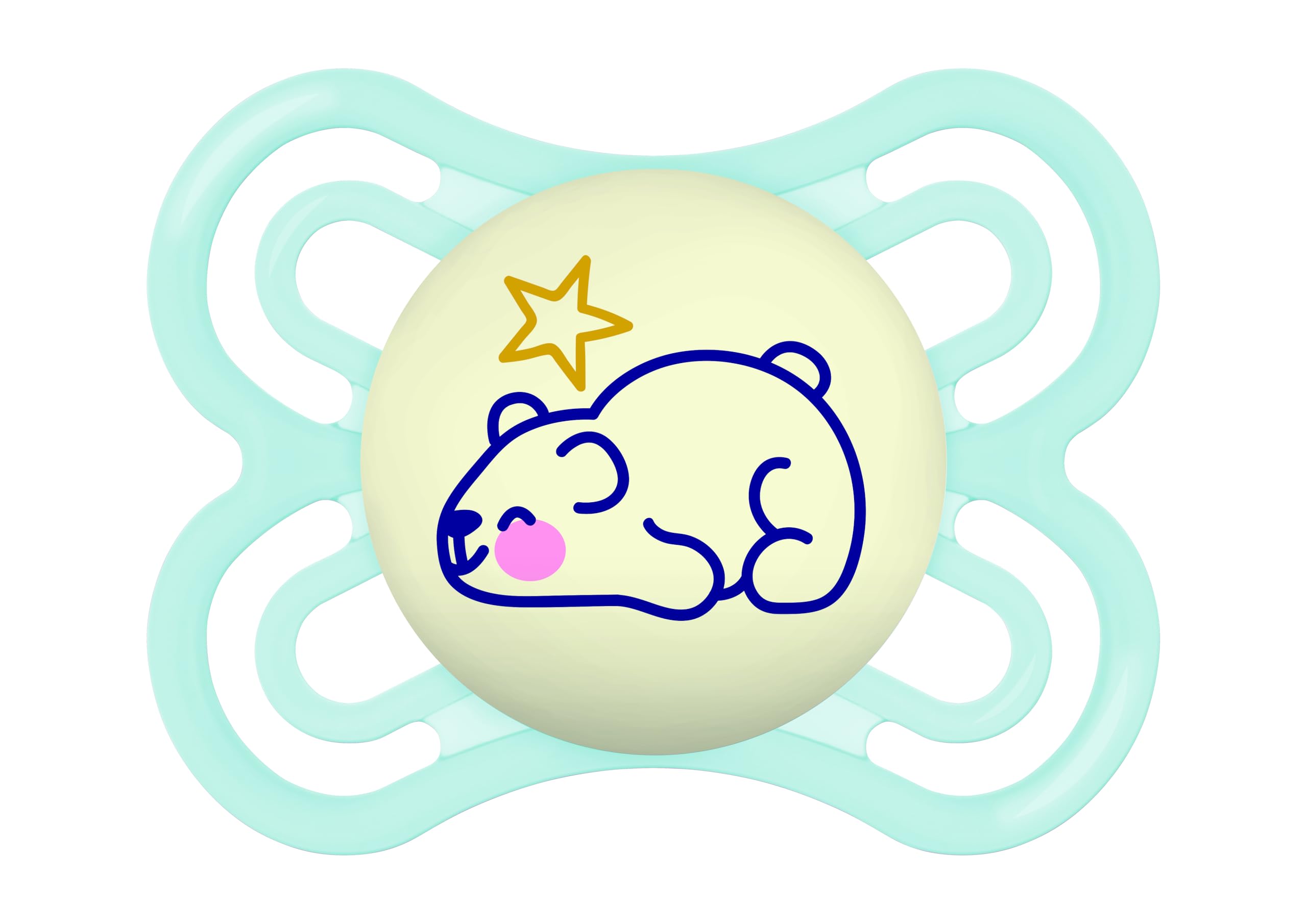 MAM S244 Perfect Night Pacifier with Extra Thin and Flexible Silicone Skinsofttm Ultra Soft, for Babies 0+ Months, Glow in The Dark, Self-Sterilising Box, Children, Blue