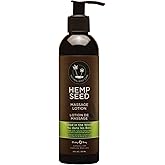 Hemp Seed Massage Lotion - 8 oz - Glides Easily on Skin, Absorbs Slowly & Deeply, Moisturizes, Leaves Skin Silky Soft - Vegan, Cruelty Free