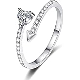 Luckilemon Dainty Heart Rings Adjustable Rings for Women Fashion Jewelry Gifts, Open Stacking Finger Ring,Friendship Promise Valentine Birthday Christmas Gifts for Her