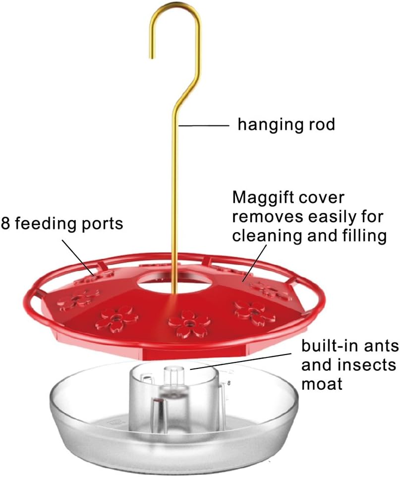 Juegoal 12 oz Hanging Hummingbird Feeder with 8 Feeding Ports : Garden & Outdoor