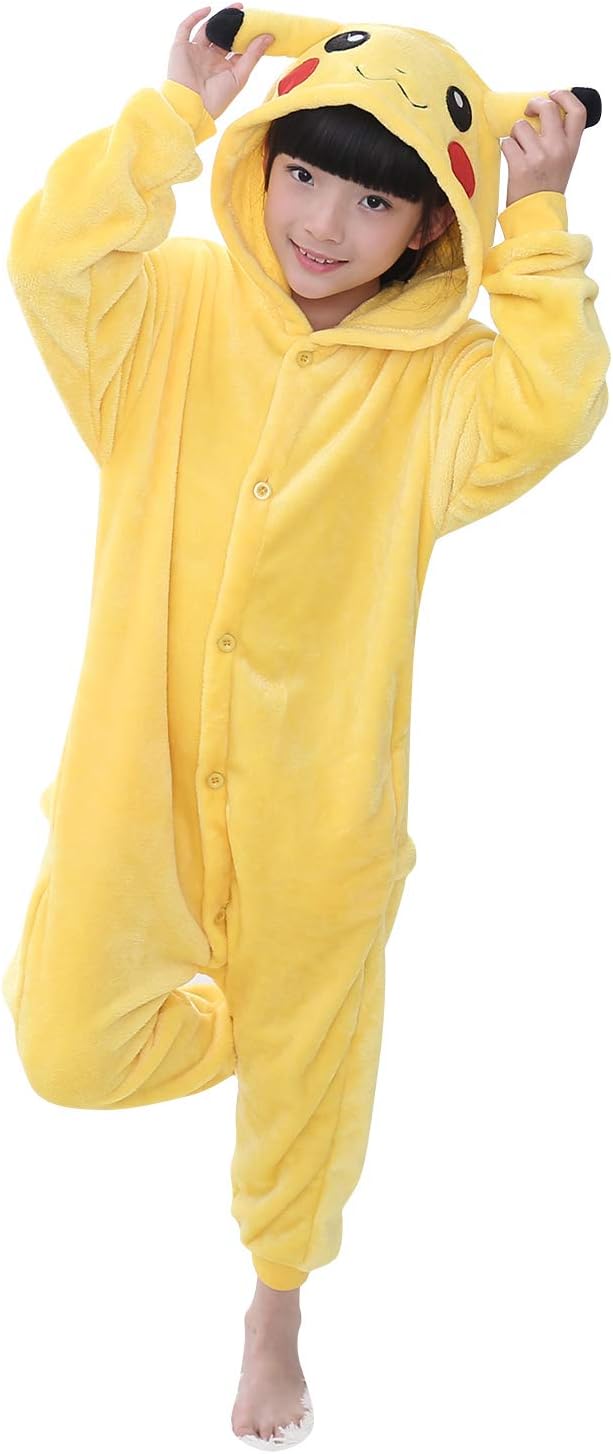 Kids Onesies Kigurumi Pyjamas, Girls Boys Flannel Animal Sleepsuit Nightwear Hoodie, Halloween Costume Xmas Cosplay Party