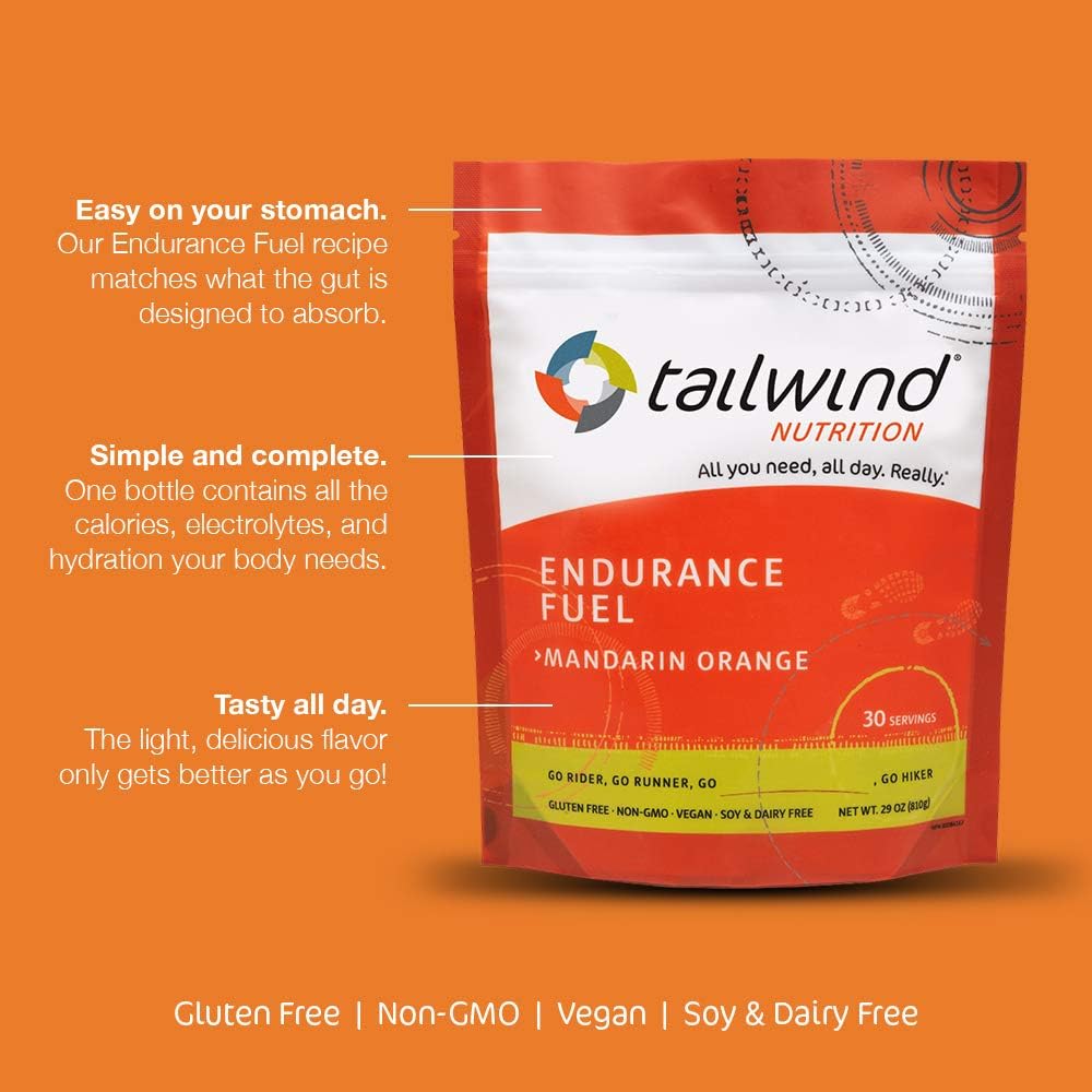 Tailwind Nutrition Mandarin Orange Endurance Fuel 30 Serving - Hydration Drink Mix with Electrolytes, Carbohydrates - Non-GMO, Gluten-Free, Vegan, No Soy or Dairy: Health & Personal Care