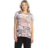Jess & Jane Rayon Burnout Crushed Short Sleeve Top with Layer Look and Pocket - RC8