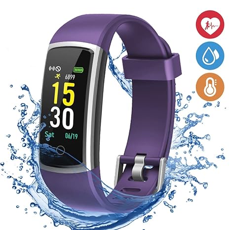 moreFit Fitness Armband mit Pulsmesser,IP68 Wasserdicht Fitness Tracker Farbbildschirm Aktivitätstracker Schrittzähler Uhr Bl