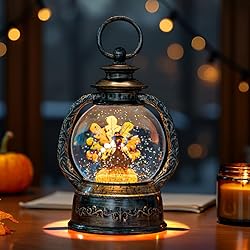 Fall Snow Globe Lantern - Thanksgiving Glittering