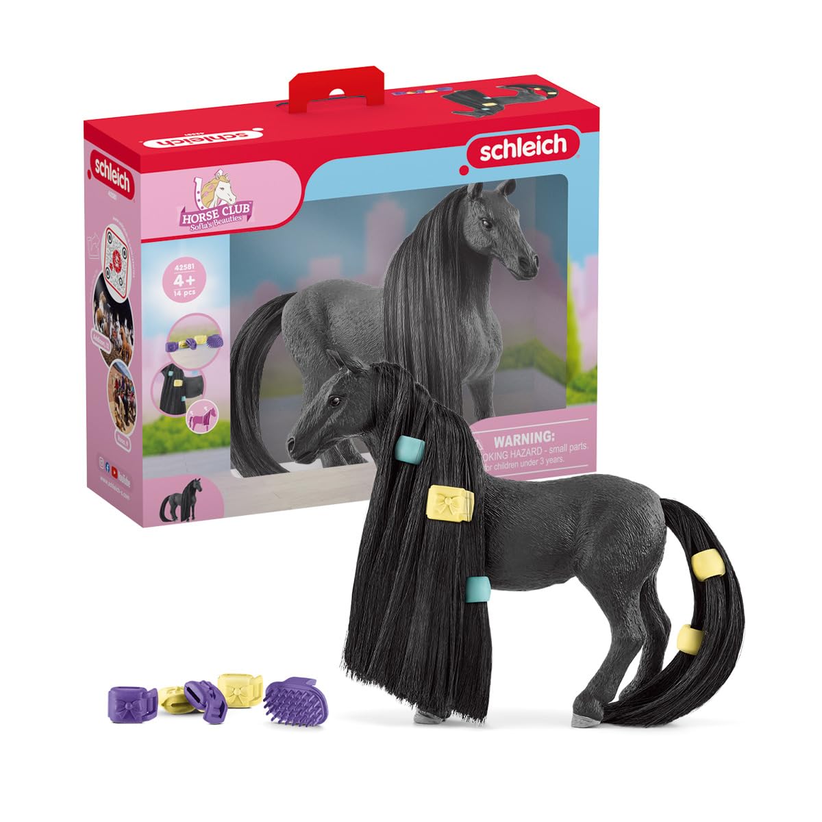 SCHLEICH 42581 Horse Club Sofia's Beauties Criollo Definitivo Mare Horse Figurine Playset - 14-Piece Horse Toy Set with Brushable Hair and Grooming Accessories, Imaginative Play for Ages 4+