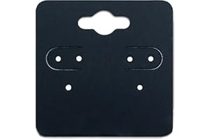 The Display Guys Pack of 100 pcs 2x2 inch (5x5 cm) Matte Black Paper Necklace Earrings Display Hanging Cards for Jewelry Accessory Display