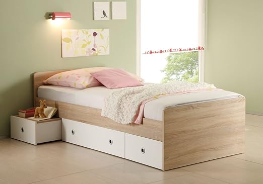 moebel-eins Tina Funktionsbett Tandemliege 90 x 200 cm inkl. 3 Schubkästen für Kinderzimmer Jugendzimmer als Kinderbett Jugen