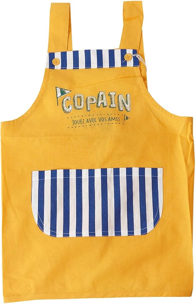 Amazon Co Jp H型エプロン 全3色 男女兼用 ストライプ柄 ヨット 旗 雲 手書き風イラスト 綿100 キッズエプロン 給食 お菓子 キッズfree 1cm 130cm イエロー 服 ファッション小物