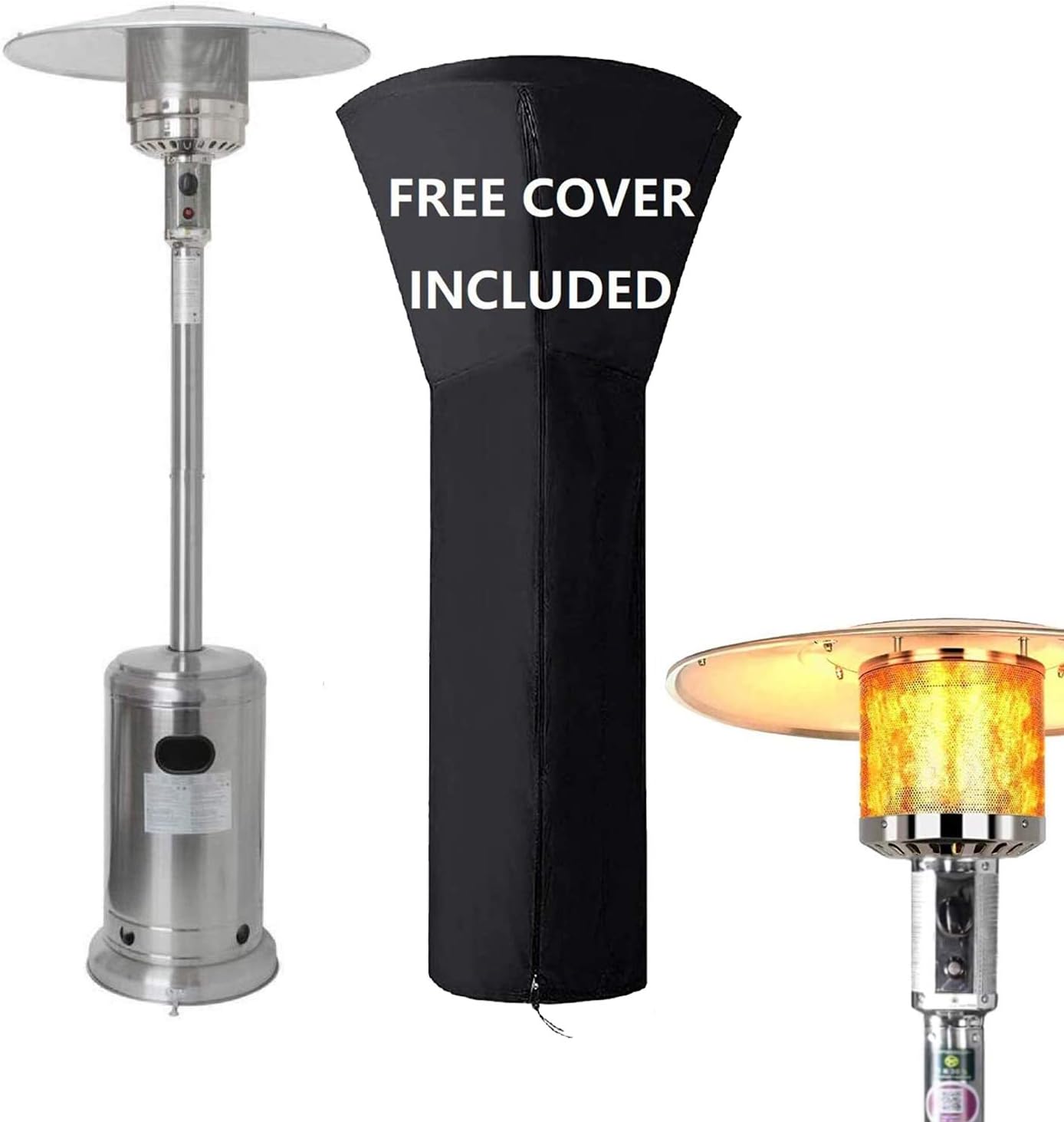 Raoccuy Stainless Steel Outdoor Patio Heater Propane with Wheels and Cover, Large, Outdoor Table Top Heater with Adjustable Thermostat, Suitable for Garden Wedding for Patio, Lawn, Cafe : Garden & Outdoor