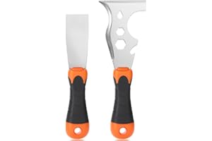 Bates- Paint Scraper Set, 2 Pack, 12 in 1 Painters Tool with 1.5" Stainless Steel Putty Knife, Rubber Handle, Paint Scrapers 