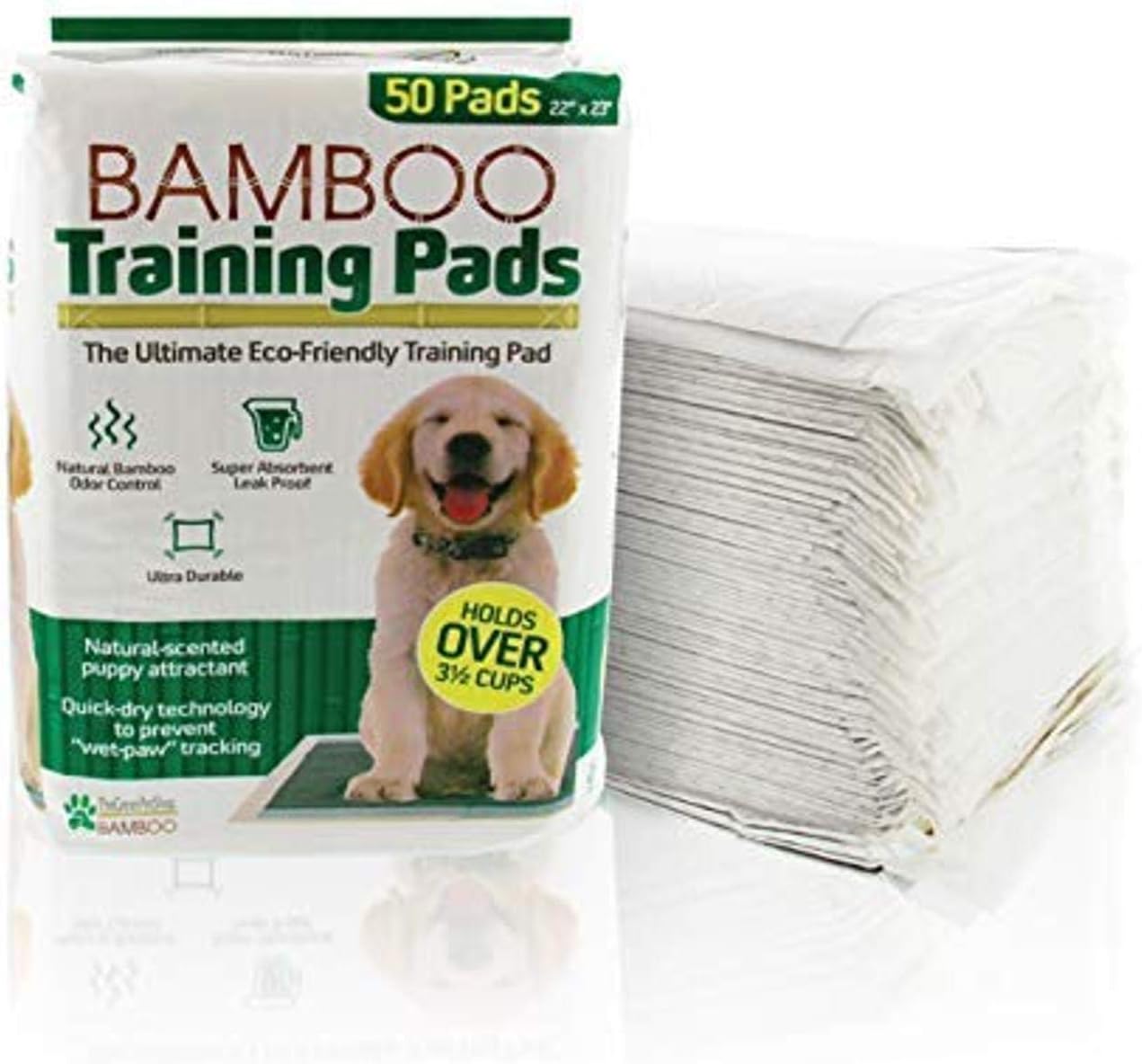 The Green Pet Shop Bamboo Rayon Training Pads with Charcoal, 50 Count