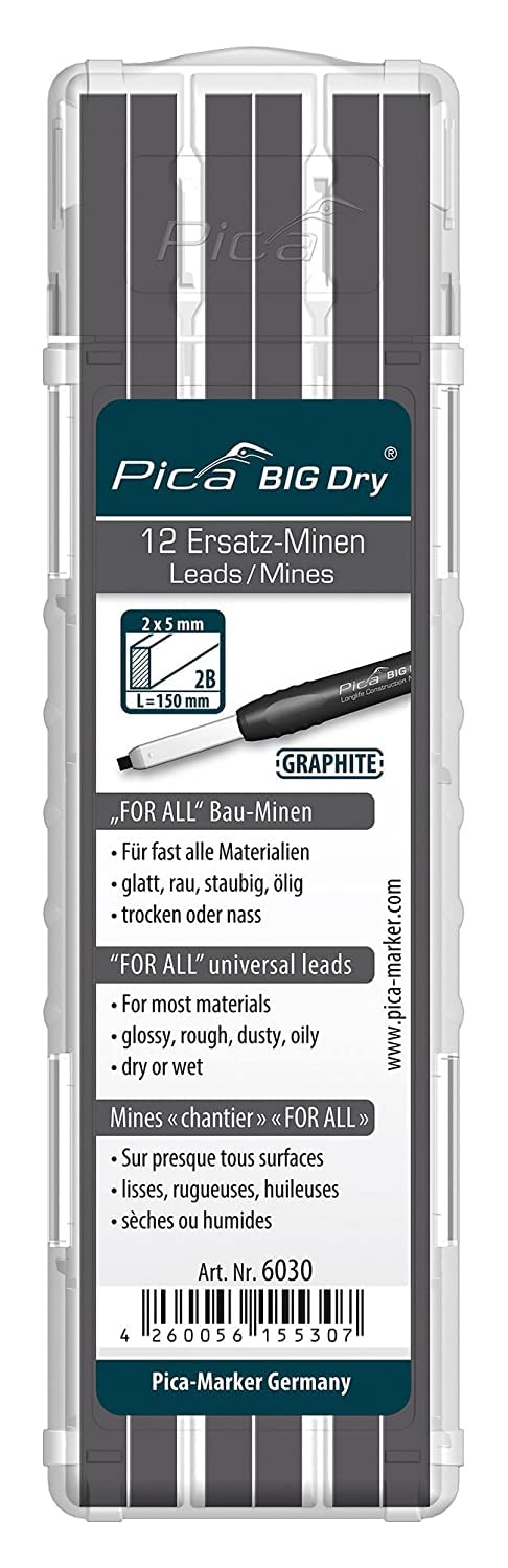 Pica BIG DRY Marker Pen Pack of 12 Pencil Refills Black Graphite Only 6030 — image 1