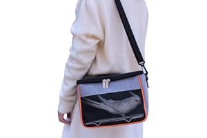 WAYUTO Breathable Bird Carrier Bag with Standing Net Parrot Carrier Bag with Shoulder Strap Parakeet Travel Carrier Bird Carrier Backpack Bird Travel Cage for Outdoor Activities M