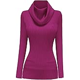 v28 Women’s Stretchable Cowl Neck Knit Long Sleeve Slim Fit Bodycon Sexy Sweater