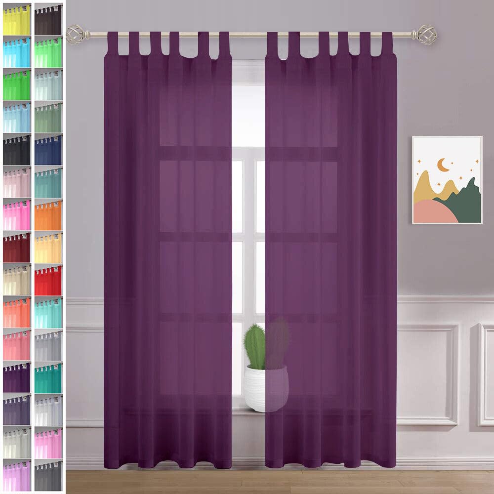 Megachest sheer Voile Tab Top Curtain(eggplant, 56" wideX90 drop(W142cmXH228.5cm))