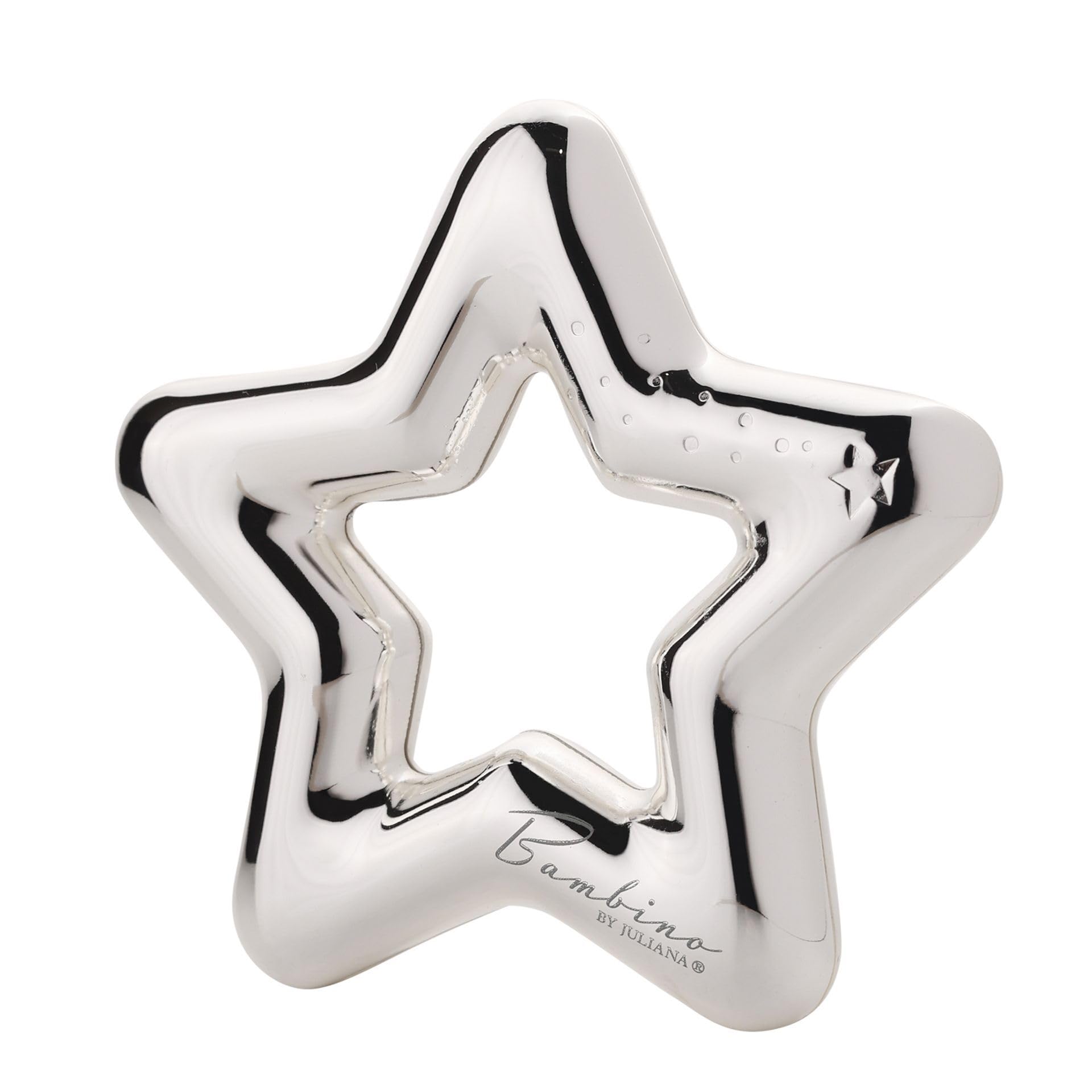 Widdop Bambino Luxury Silver Plated Star Rattle for Baby - Gift for Baby Shower, New Baby, New Parents, Christening - Includes Gift Box and Stylish Grey Pouch - Baby Keepsake Gifts Present