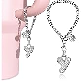 LUHOHI Silver Initial Charm for Stanley Cup- Bubble Letter Charms Accessories for Stanley handle 40 Oz Tumblers Cute Keychain with Diamond Glitter Jewelry Personalized Water Bottle Decorations Y
