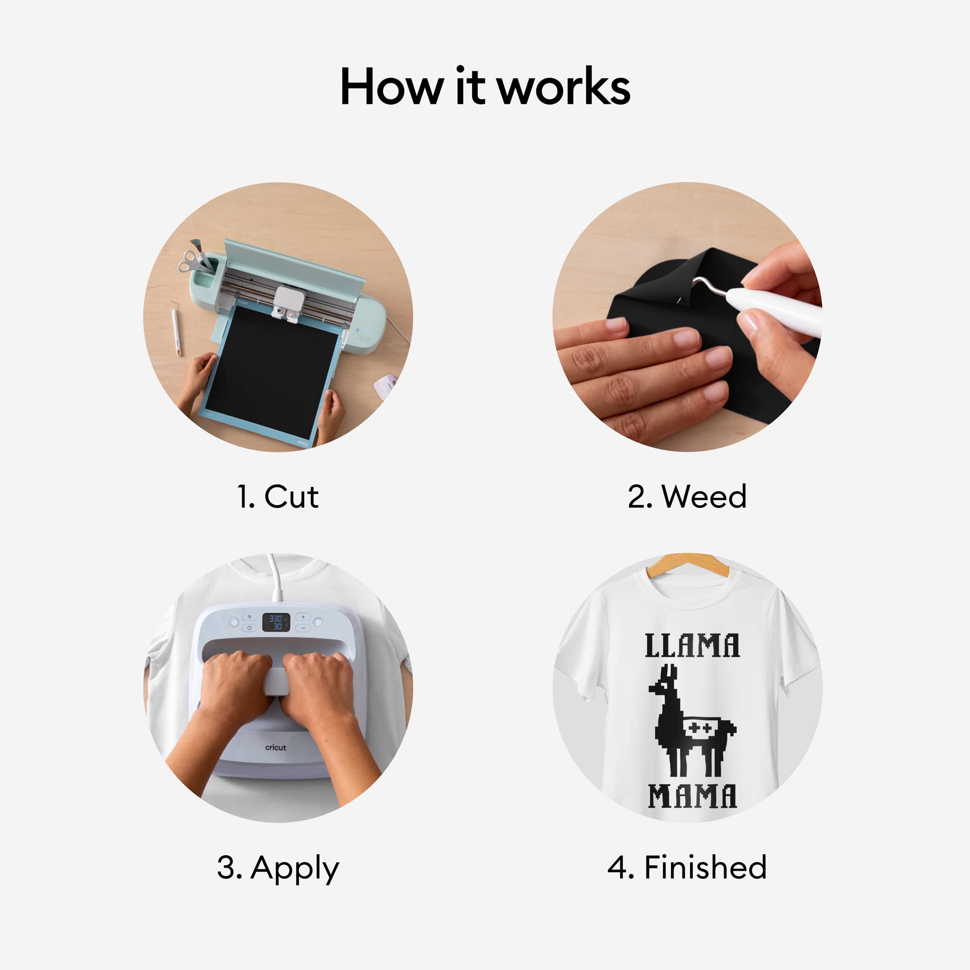 Cricut Everyday Iron-On, Black - 6ft (3-Pack of 2ft Rolls) - Heat Transfer Vinyl, Compatible with Cricut Maker/Explore Machines