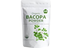 Iyasa Holistics Organic Bacopa Powder (Brahmi Leaf), Certified Organic Ayurveda Superfood, Hair and Brain Tonic, Resealable Pouch of 8 oz