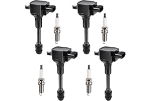HCHENUP 4pcs Ignition Coils & Spark Plugs Compatible with 2.5L Nissan Altima Sentra 2002 2003 2004 2005 2006 2.5 L4 Coil Pack 2.5 L4 Replaces# UF350
