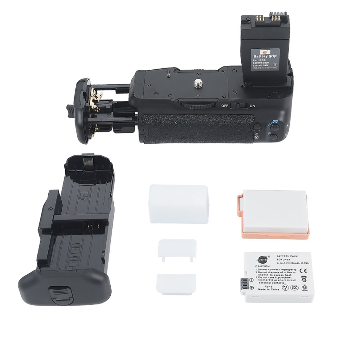 DSTE® Pro BG-E8 Vertical Battery Grip + 2x LP-E8 for Canon EOS 550D/T2I 600D/T3I 650D/T4I 700D/T5I SLR Digital Camera
